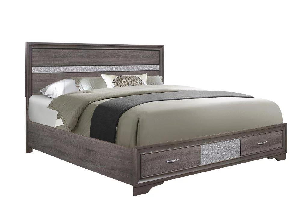 Seville Storage Queen Bedroom Set 5Pcs Weathered Grey Global Furniture Modern