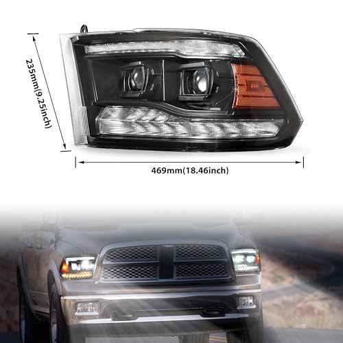 Full LED Projector Headlights Set for 2009-2018 Dodge Ram 1500