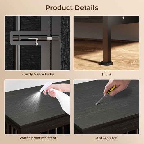 78 Inch Dog Crate Furniture for 2 Dogs,Extra Large Double Dog Kennel Furniture with Removable Divider, XXL Thick Wooden Dog Cage TV Stand