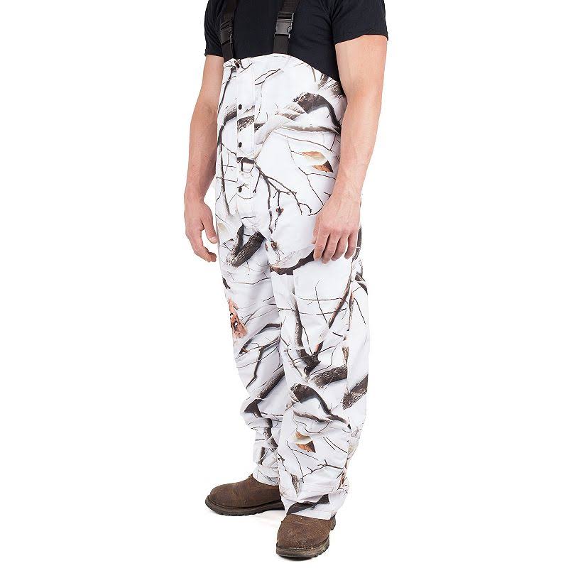 Huntworth Men's Microfiber Waterproof Hunting Bibs, XL, Snow Camo