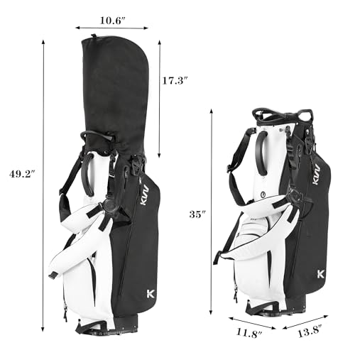 KVV Lightweight Golf Stand Bag with 7 Way Full-Length Dividers, 5 Zippered Pockets, Automatically Adjustable Dual Straps，Elegant Design