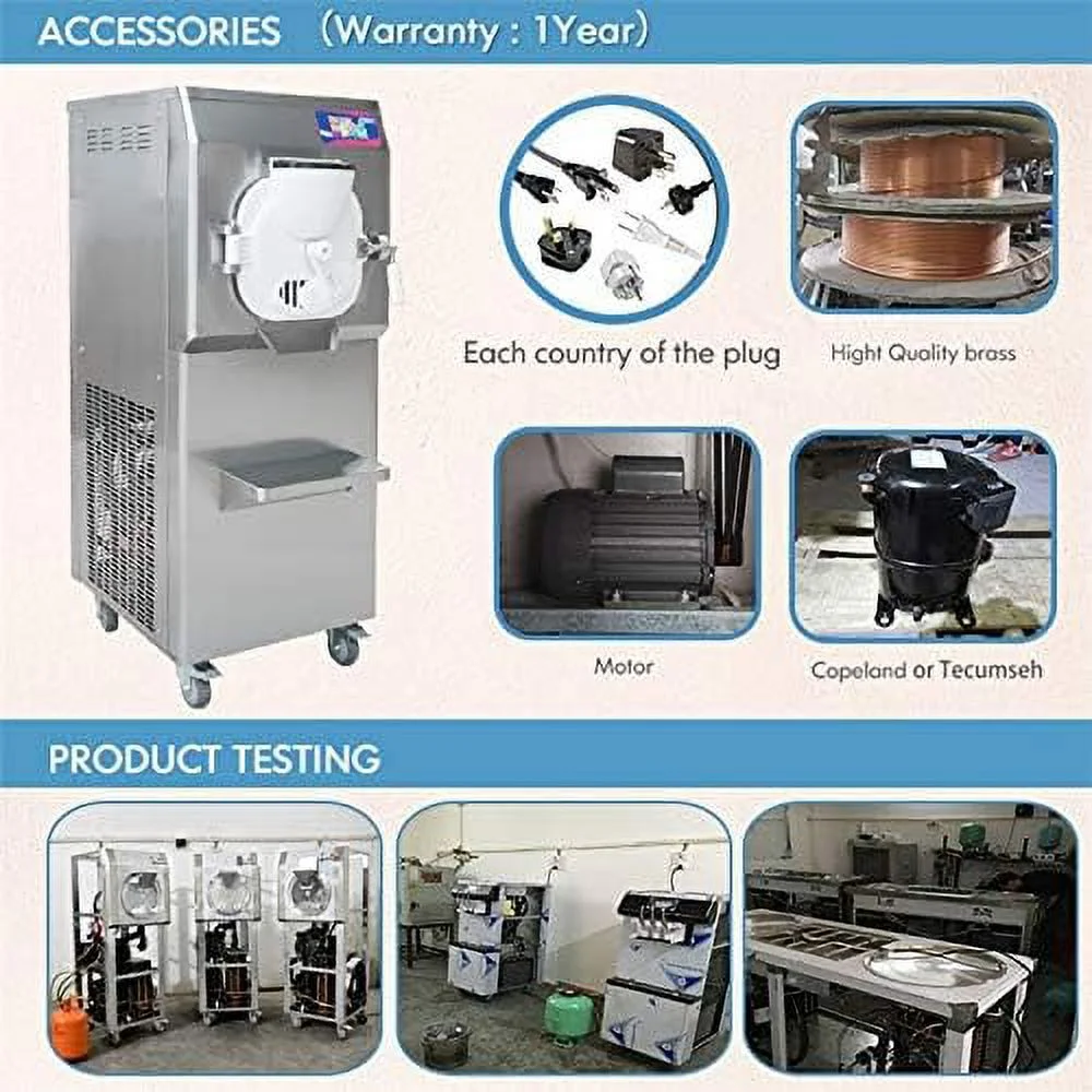 Kolice ETL Commercial Hard Ice Cream Machine, Italian Water Ice Machine,Batch Freezer-Cylinder:14L
