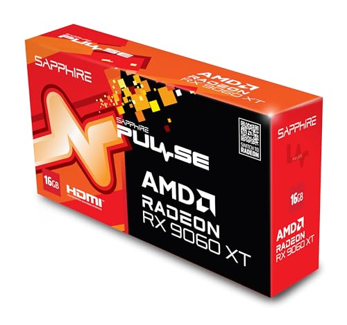 Sapphire 11350-03-20G Pulse AMD Radeon&trade; RX 9060 XT Gaming OC Graphics Card with 16GB GDDR6, AMD RDNA 4