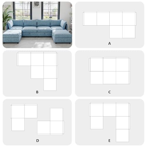Oversized Modular Storage Sectional Sofa Customizable Seating Group Sofa&Couch Convertible Sleeper Sofabed with Movable Ottomans and Seat