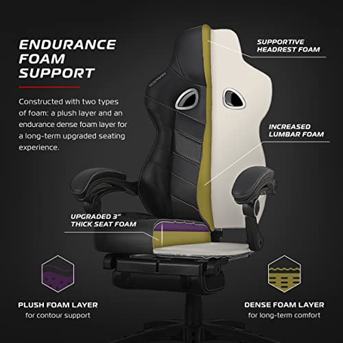 RESPAWN 110 Pro Gaming Chair - Gaming Chair with Footrest, Reclining Gaming Chair, Video Gaming Computer Desk Chair, Adjustable Desk Chair