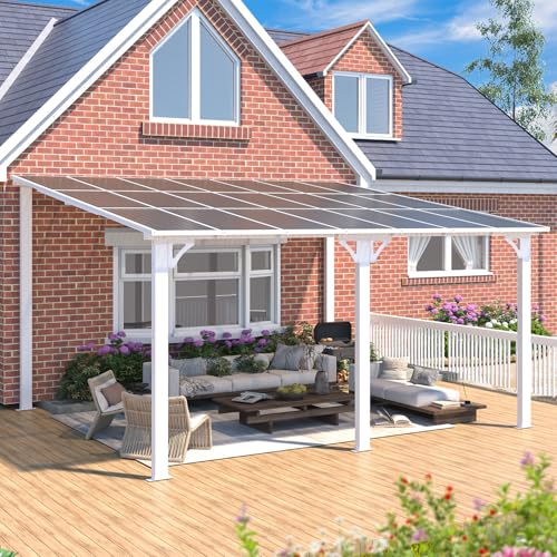 AECOJOY 10&rsquo; x 10&rsquo; Gazebo, Wall Mounted Gazebos Pergola on Clearance, Outdoor Patio Lean to Gazebo Awnings for Deck, Porch