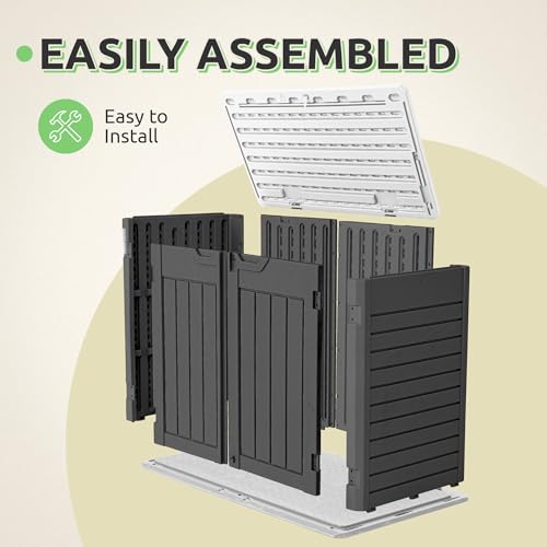 GOOBED Horizontal Shed with Padlock Latch, Outdoor Storage Shed for Backyard and Garden, 35 Cu Ft Small Storage, Waterproof, Easy Assembly, Light Gray