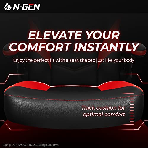 N-GEN Video Gaming Computer Chair Ergonomic Office Chair Desk Chair with Lumbar Support Flip Up Arms Adjustable Height Swivel PU Leather Executive