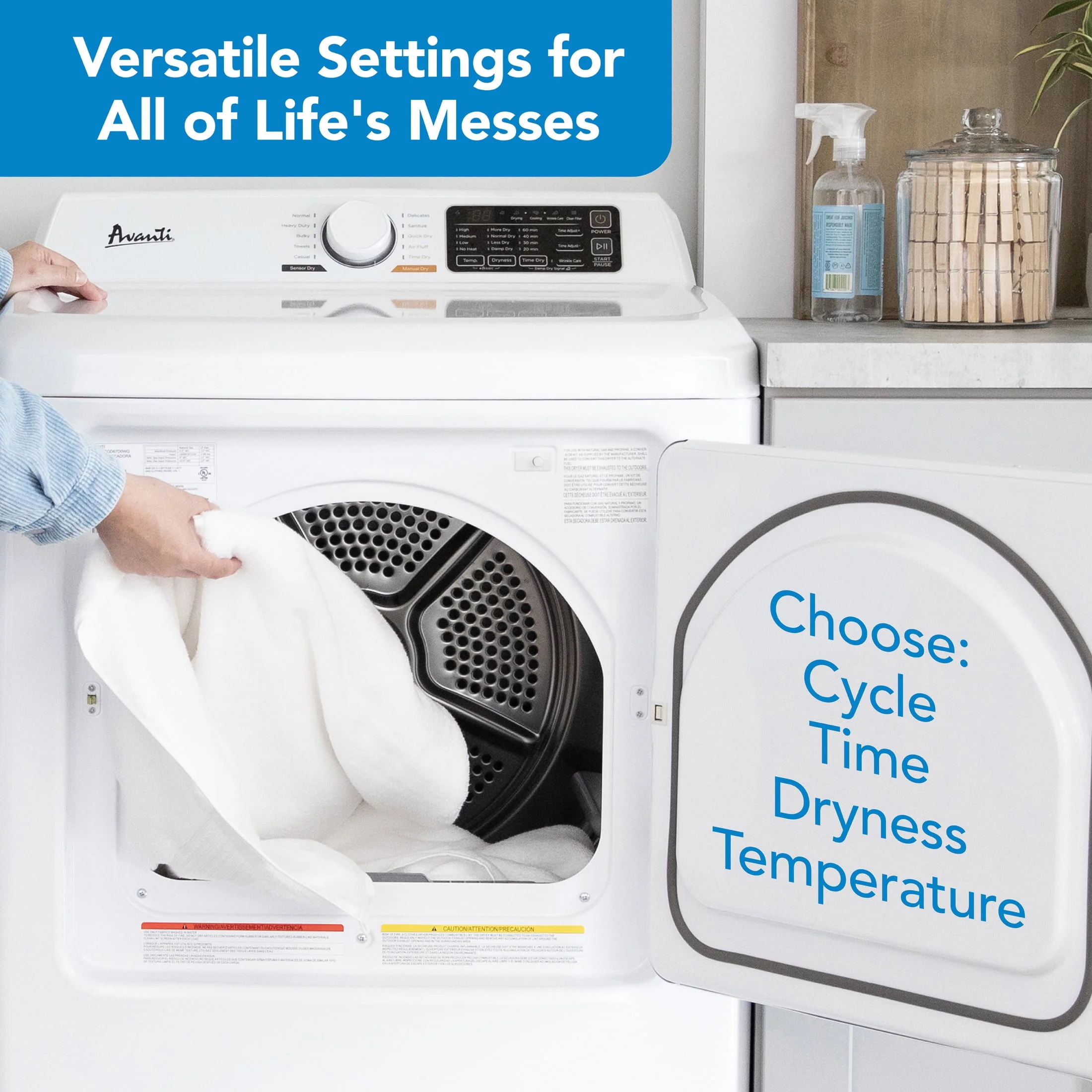 Avanti Front Load Gas Vented Clothes Dryer, 7.0 Cu. ft. Capacity, Height: 42.1 in., in White (SGD70D0WG)