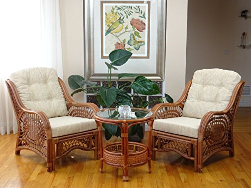 Malibu Lounge Living Accent Armchair Natural Rattan Wicker Handmade Design with Cushion
