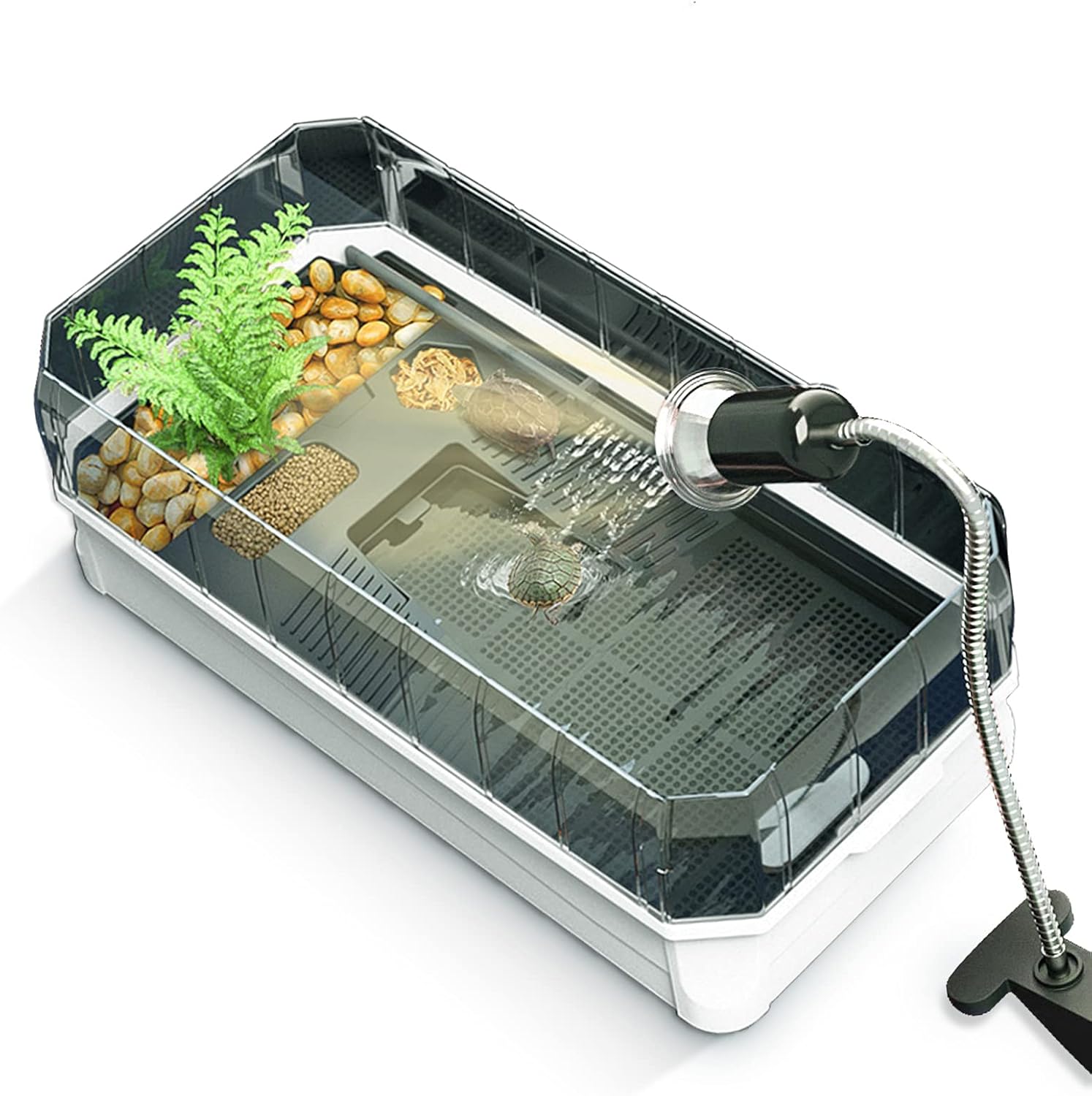Binano Turtle Aquarium Turtle Tank kit Includes Accessories with Water Filter High Anti-Escape Fence and Large Space, Turtles can be Given a Shower
