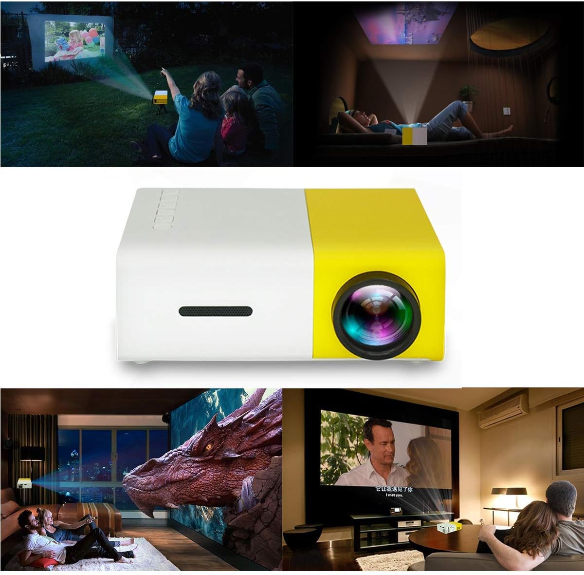 Zmucen Portable Mini Projector Home Party Meeting Theater Full Color LED LCD Projector Pack of 2