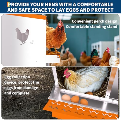 Garvee Chicken Nesting Box with Removable Tray, 8 Compartment Nesting Boxes for Chickens, Easy to Clean and Install