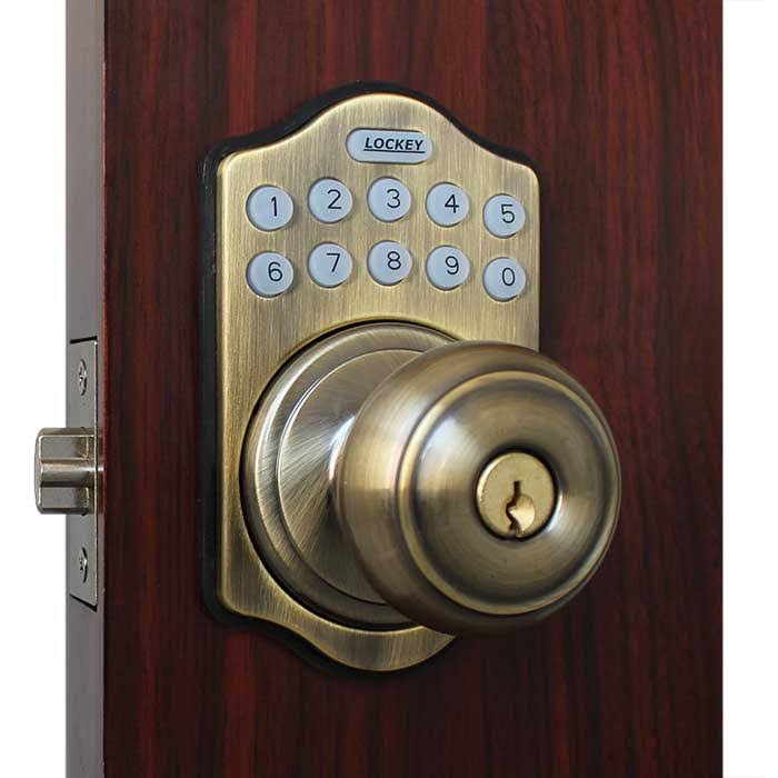 Lockey E-930-AB-R E Digital Electronic Knob Lock Remote Capable - Antique Brass