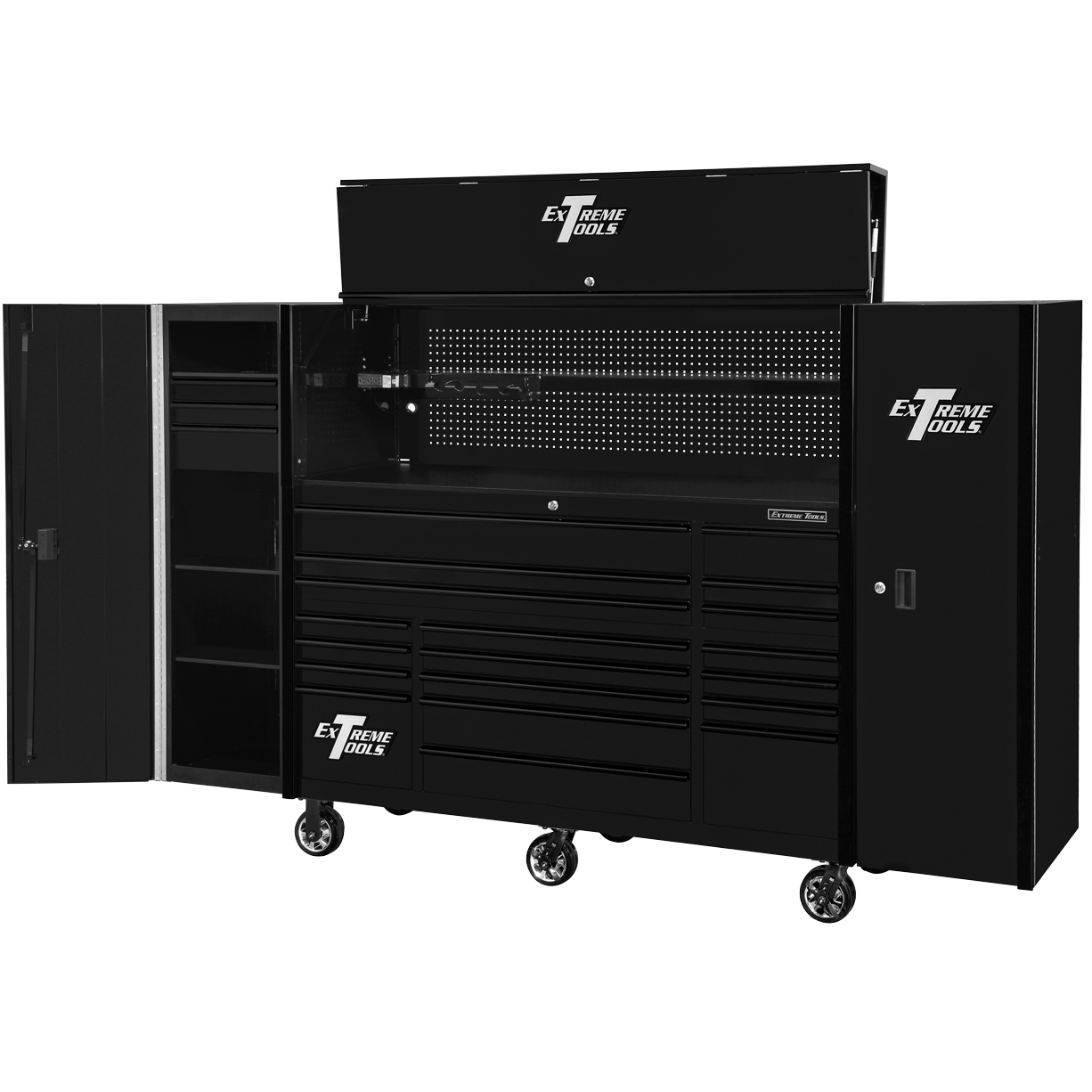 Extreme Tools 72 x 25 19 Drawers Roller, Hutch & 2 Side Lockers Combo