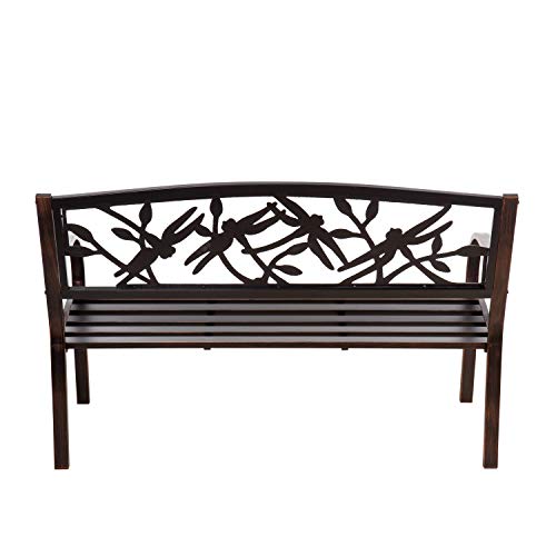 Evergreen Garden Sunflower Garden Bench Outdoors & Indoors | Cast Iron Metal Patio Bench | Outdoor Seating Furniture | Seats for Park, Porch, Deck