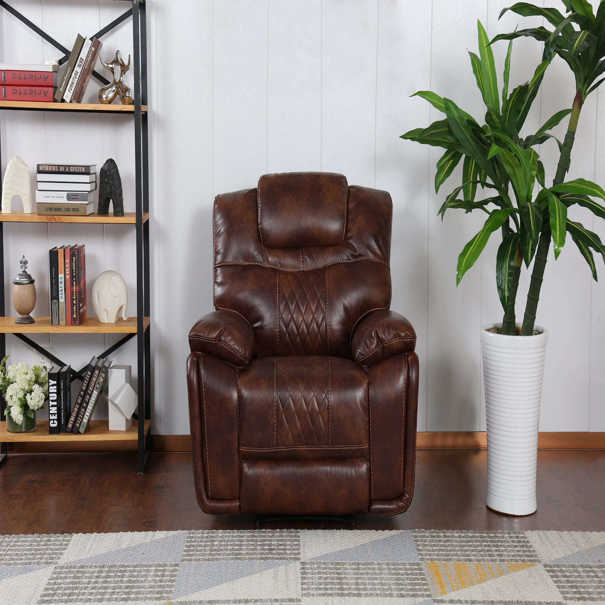 The Hamptons Collection 41” Rich Brown Power Recliner in Leather Gel