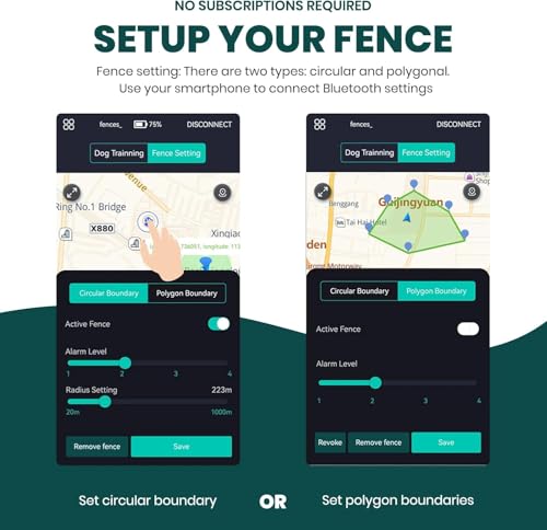 2-in-1 Bluetooth GPS Electronic Fence, Wireless Training Collar- No Subscription Required, Create Your Own Wireless Fence for Dogs