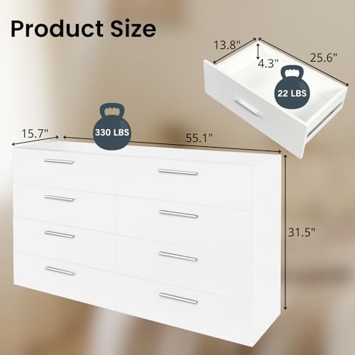 6 Drawer Dresser for Bedroom, Black Dresser Chest of Drawers, Wooden Bedroom Dresser TV Stand, Large Dresser Storage Chest with Deep Drawers