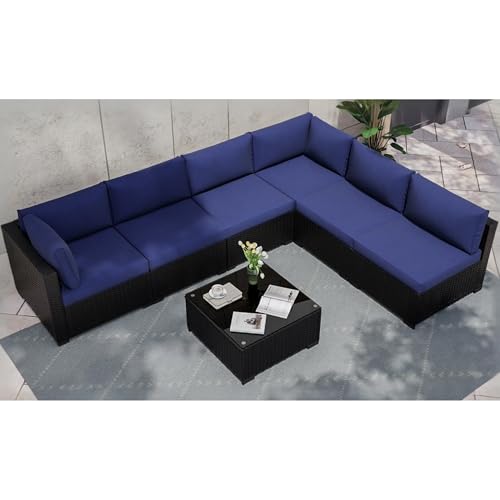 KIGOTY Patio Furniture Set 7 Pieces Conversation Sets, Outdoor Sectional Sofa