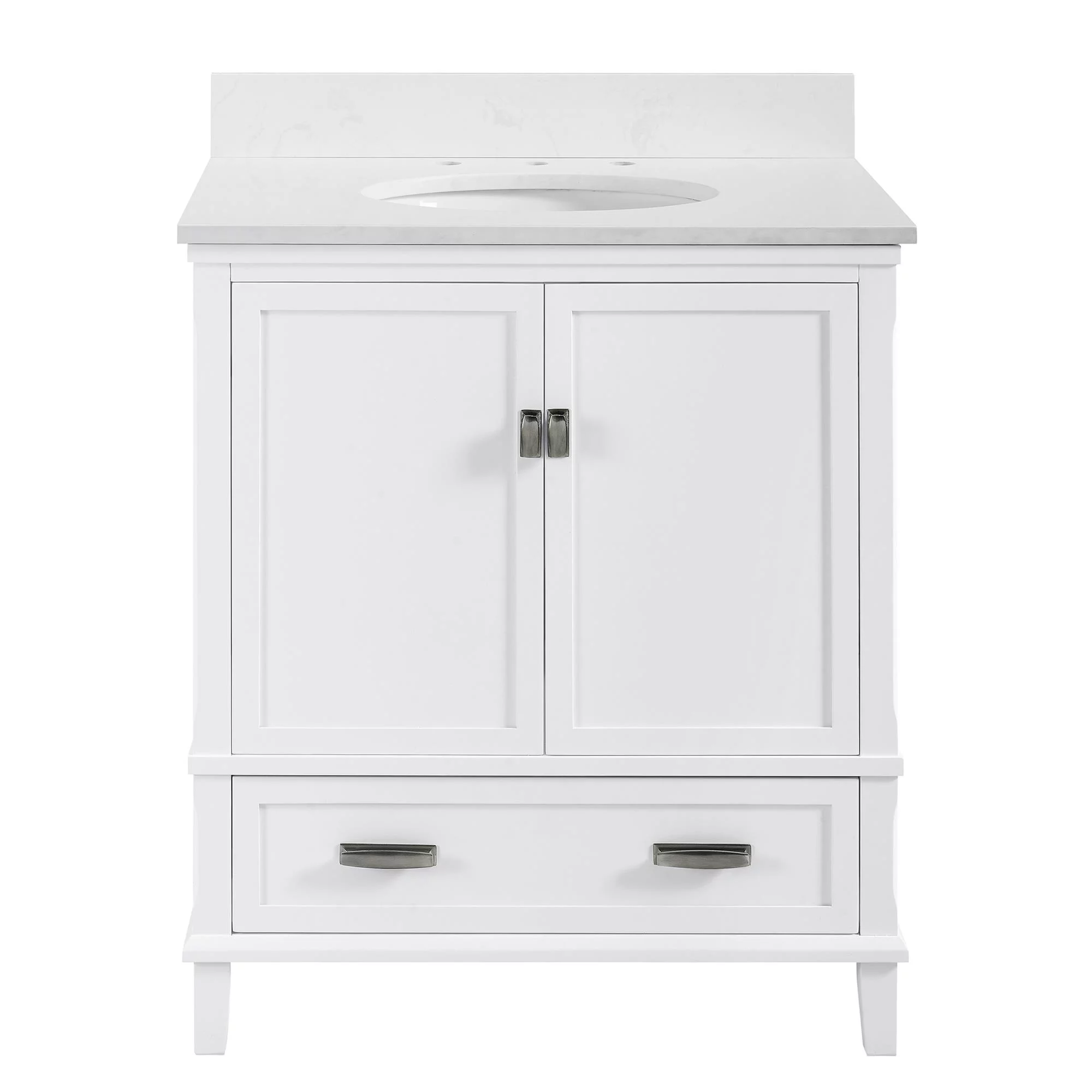 DHP Otum 30 Inch Bathroom Vanity with Sink, White Wood