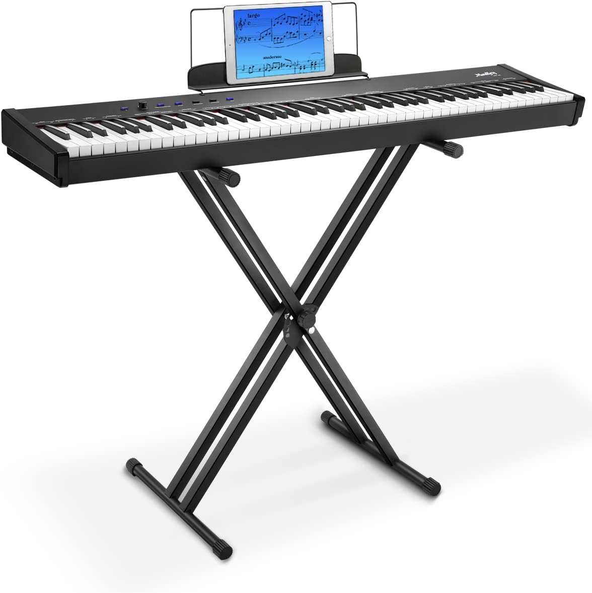 Moukey Beginner Digital Piano 88 Key Full-Size Semi-Weighted Electric Keyboard, Stand (MEP-110)
