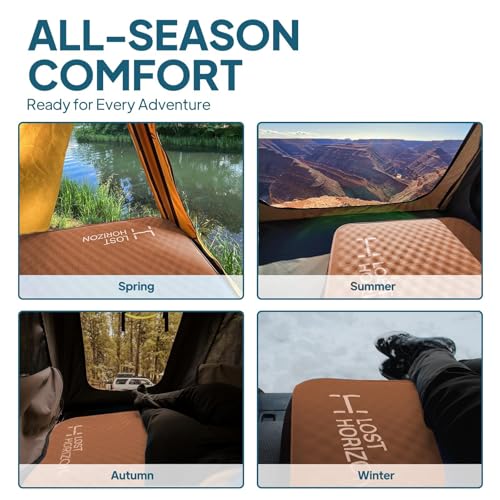 LOSTHORIZON Air & Foam Camping Mattress, Self-Inflating Sleeping Pad, 4.5" Thick, with Pump Sack, Full