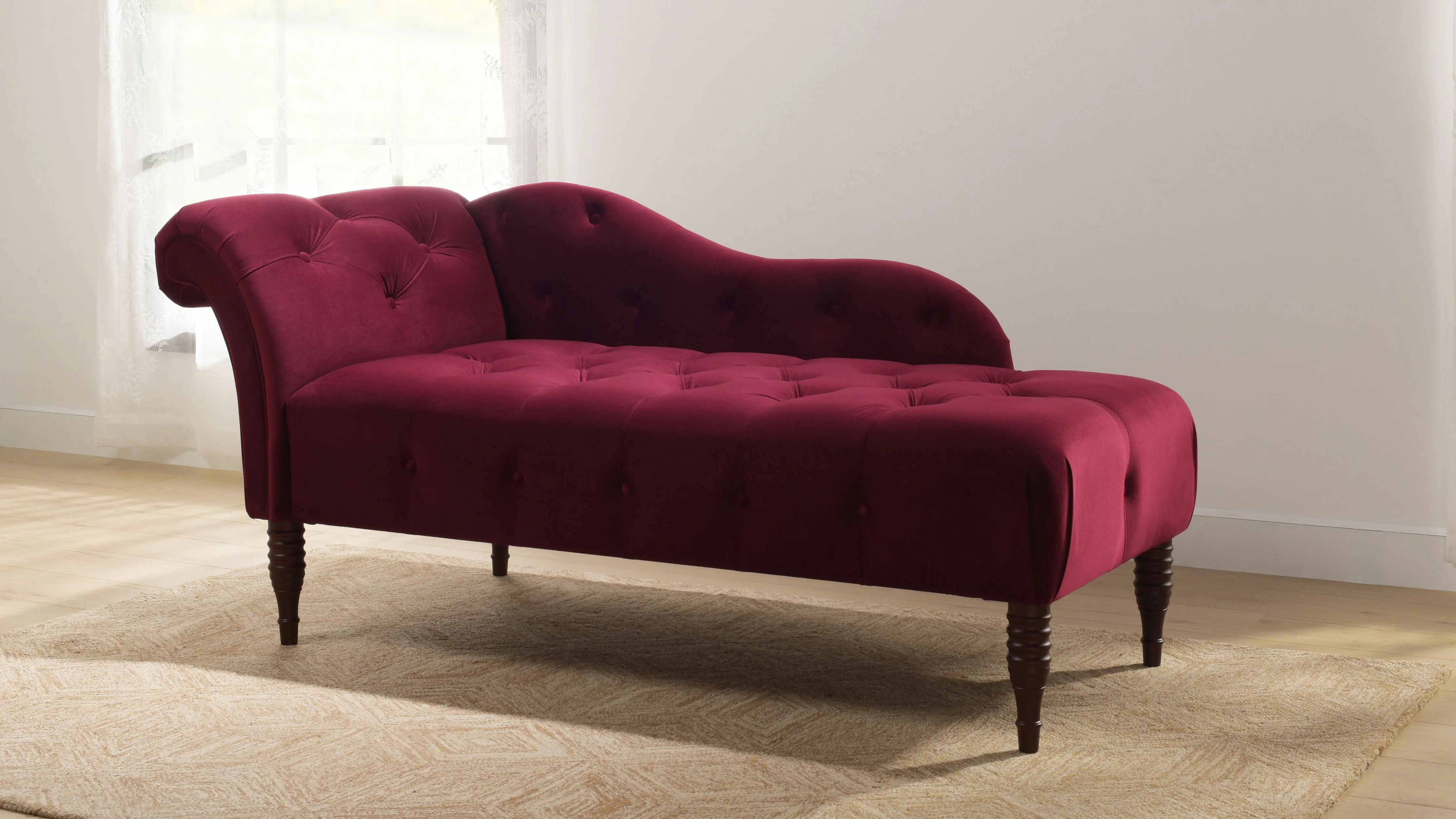 Samuel Tufted Roll Arm Chaise Lounge Burgundy - Radiant Selections