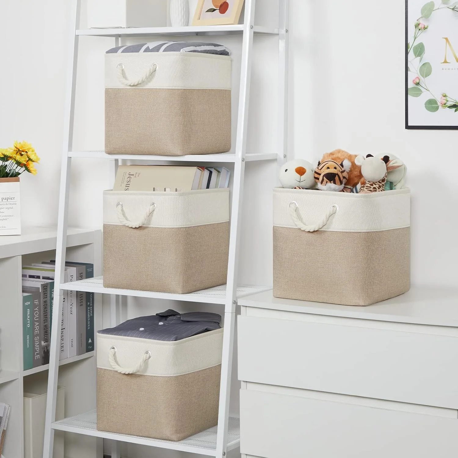 Cube Storage Bins 11 x 11 Fabric Storage Baskets 4 Pack Storage Cubes Baskets for Gift Empty