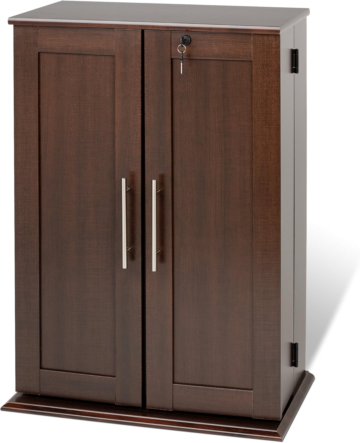 PREPAC Espresso Locking Media Storage Cabinet with Shaker Doors