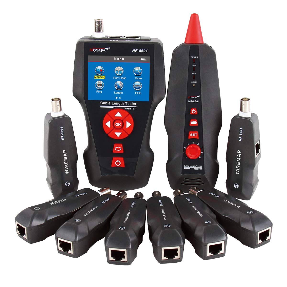 NOYAFA NF-8601W-A Multi-functional Network Cable Tester for RJ45, RJ11, BNC, PING/POE 8 identifier