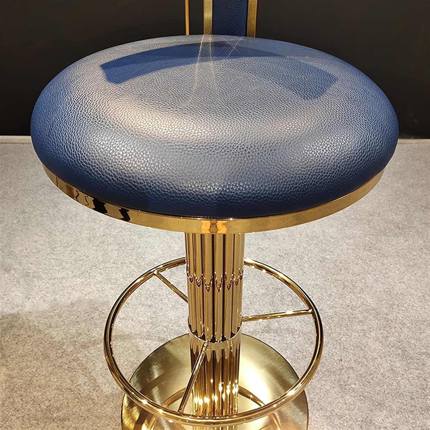Modern and Fashionable High-end Bar Stools with Backrest 360-degree Rotating Bar Stools Stainless Steel Microfiber Leather Household Creativity