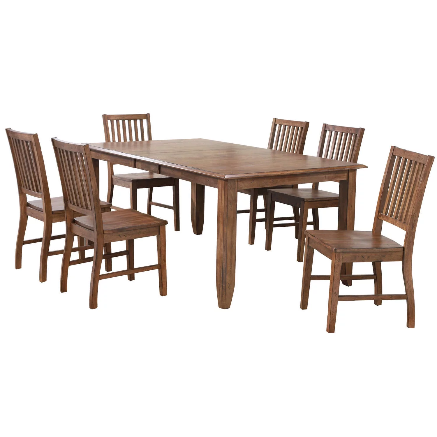 Sunset Trading Simply Brook 7-Piece 72" Extendable Wood Dining Set in Brown