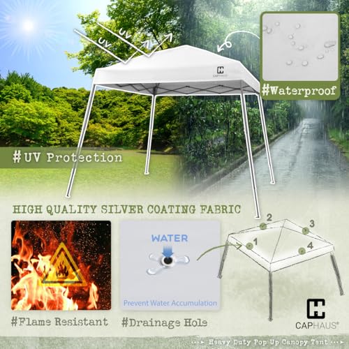 CAPHAUS 12ft x 12ft Patented One-Push Pop Up Outdoor Canopy Tent, Heavy-Duty Commercial Grade w/Central Lock