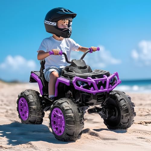 Shark Kids ATV 4 Wheeler, 24V 4WD Electric ATV Ride On Toy for Big Kids, 4X200W Motor, 5.6Mph Max Speed - Green