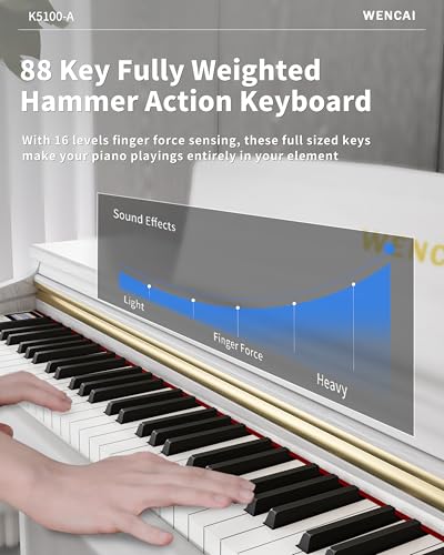 88 Keys Digital Piano Hammer Action Weighted Keyboard Piano, Full Size Upright Electric Piano, Wooden Electronic Piano for Beginner Professional