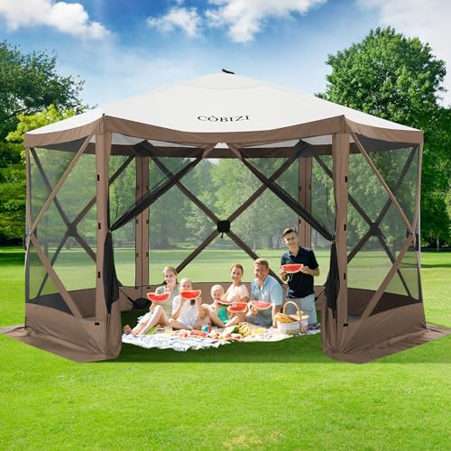 COBIZI 12x12ft Pop up Gazebo Screen Tent Screen House for Camping, Camping Outdoor Screened Gazebo, Canopy Tent