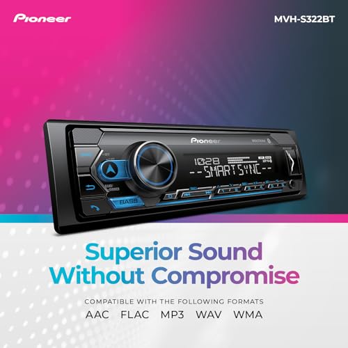 Pioneer MVH-S322BT Bluetooth Car Stereo with USB/AUX Inputs, Smartphone Connectivity, Pioneer Smart Snyc