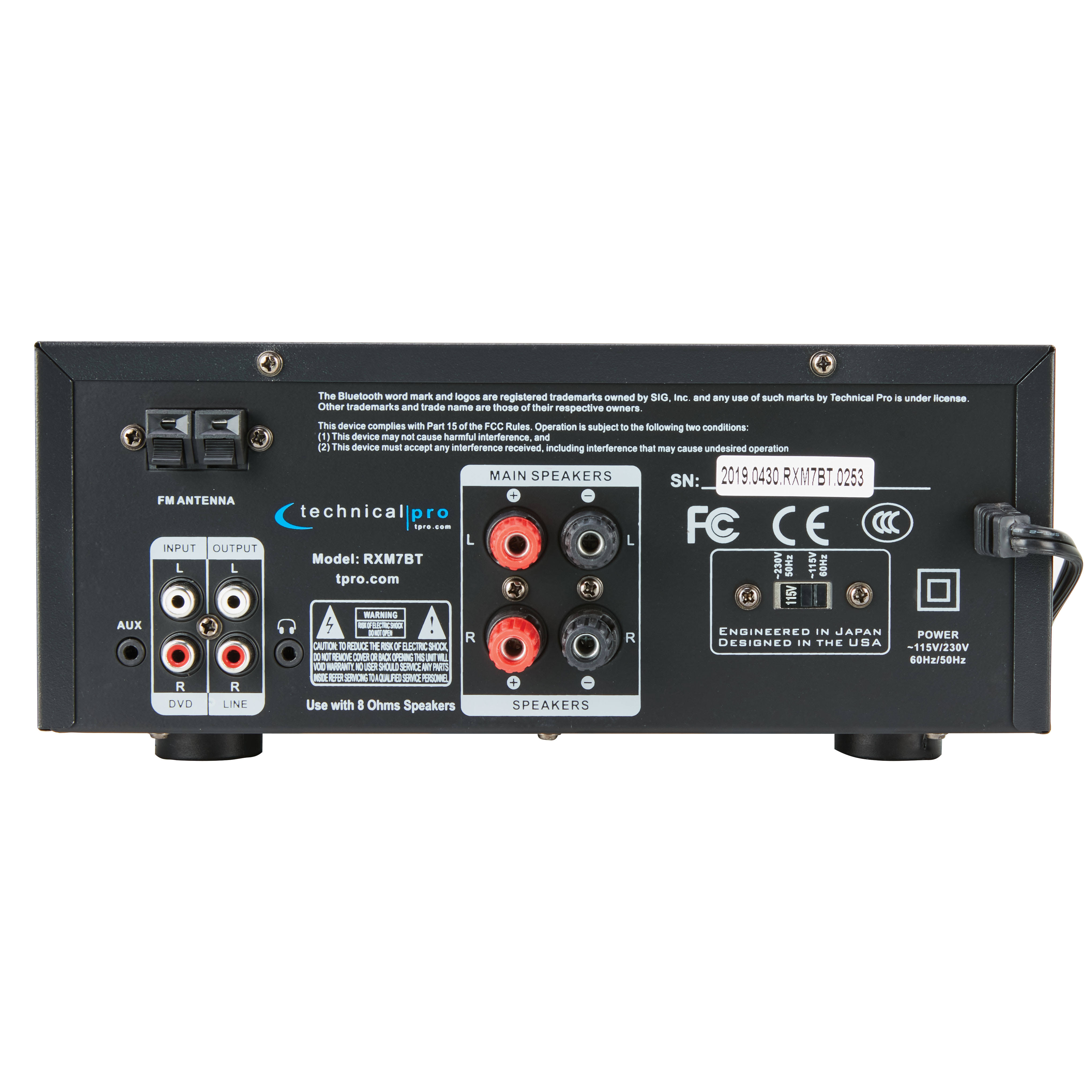 Technical Pro Professional Bluetooth Receiver with USB u0026 SD Card Inputs RXM7BT