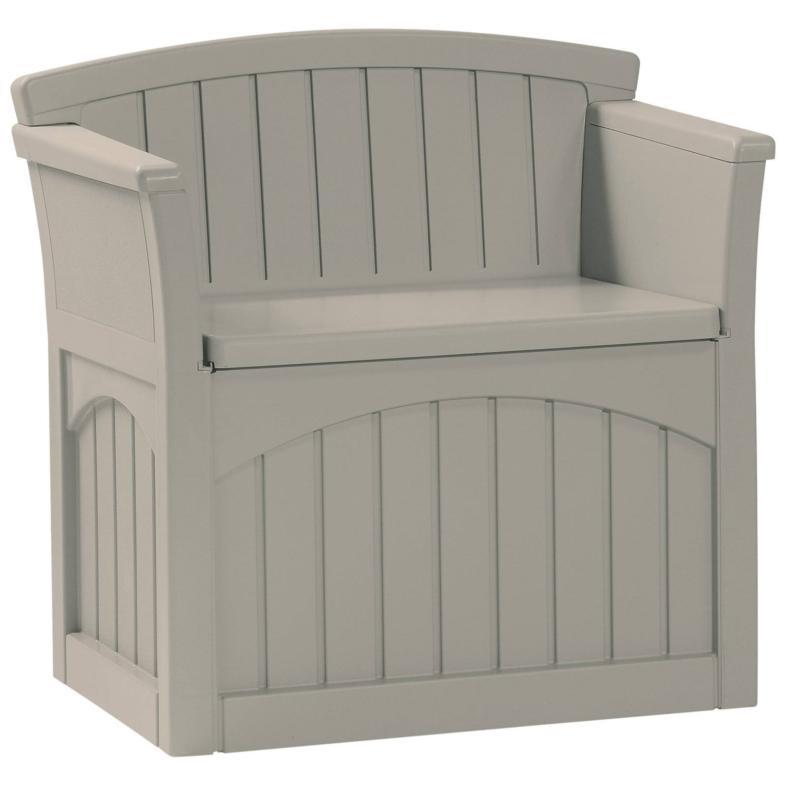 Suncast Patio Seat Outdoor Storage and Bench Chair, Light Taupe