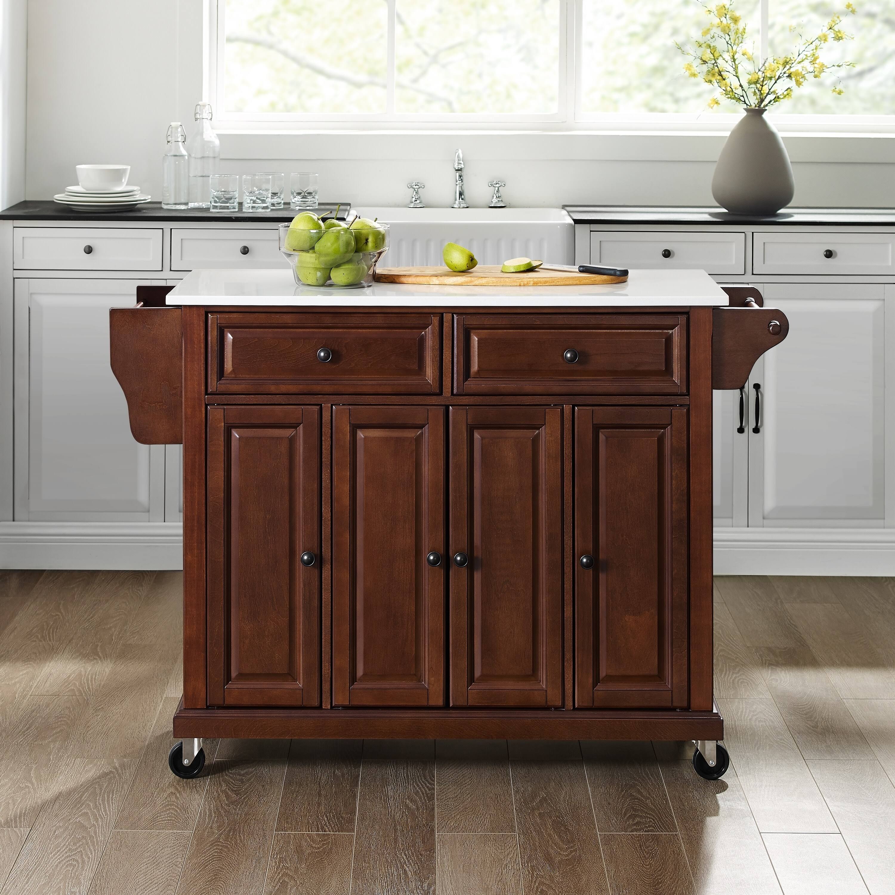 Full Size Granite Top Kitchen Cart Mahogany - Crosley
