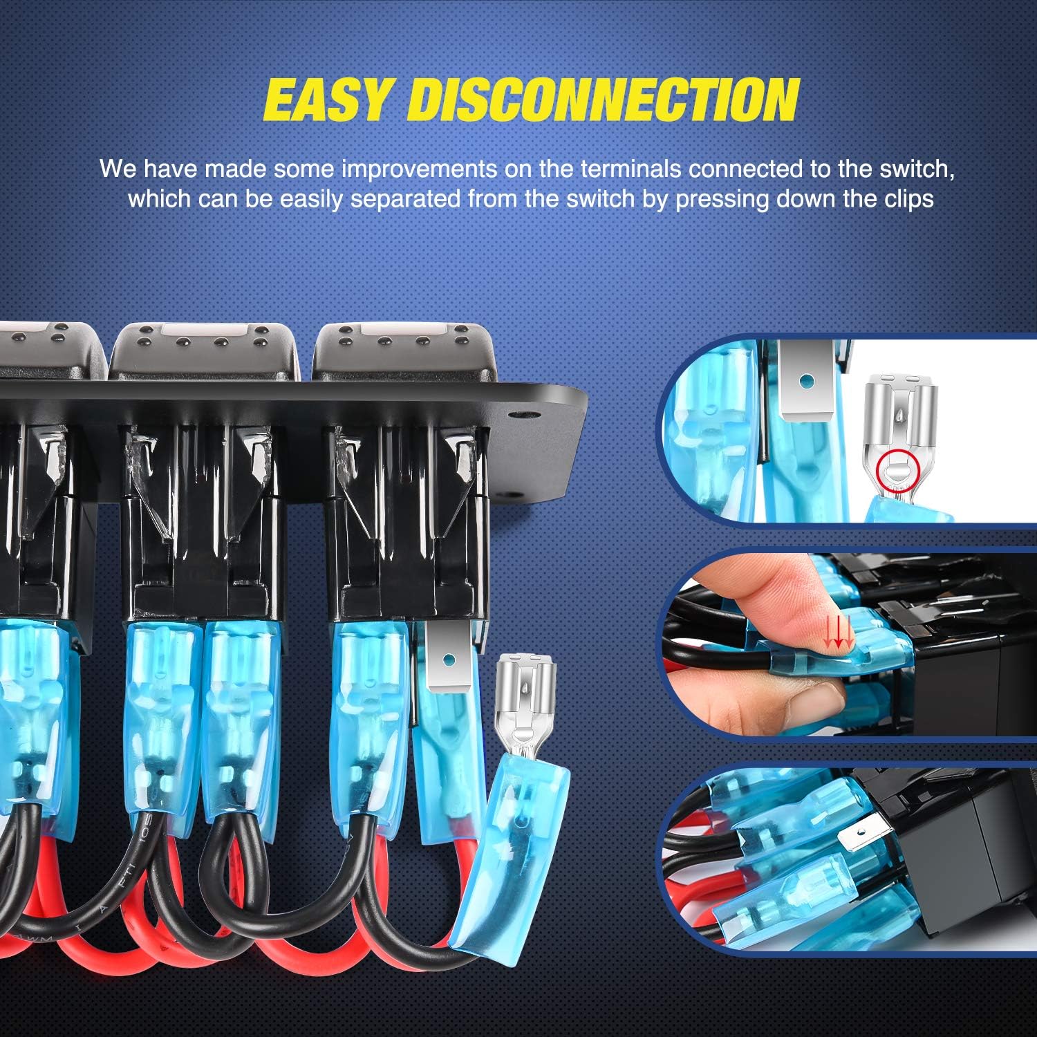 Nilight 8 Gang Rocker Switch Panel 5Pin On Off Toggle Switch Aluminum Holder 12V 24V Dash Pre-Wired Green Backlit Switches for Automotive Cars Marine