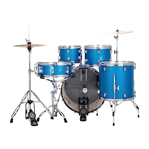 Ludwig Accent 5-piece Complete Drum Set - 20-inch Bass Drum and Cymbals, Blue Sparkle