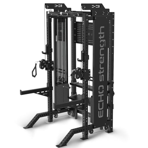 Commercial Functional Trainer Cable Machine with Dual Weight Stacks, Power Cage Squat Rack, Dual Cable Crossover Machine with Pulley System