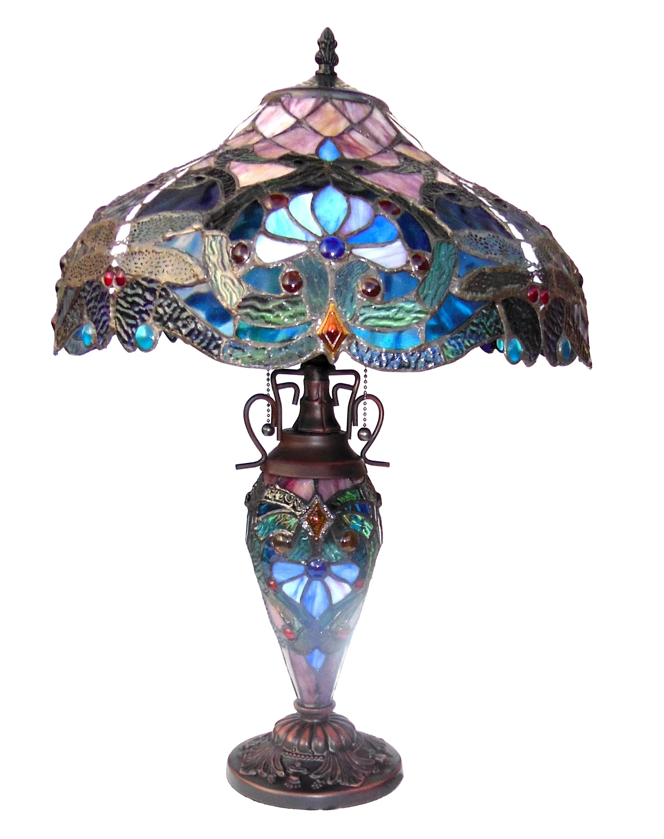 RADIANCE Goods Tiffany-Style 3 Light Victorian Double Lit Table Lamp 17" Shade