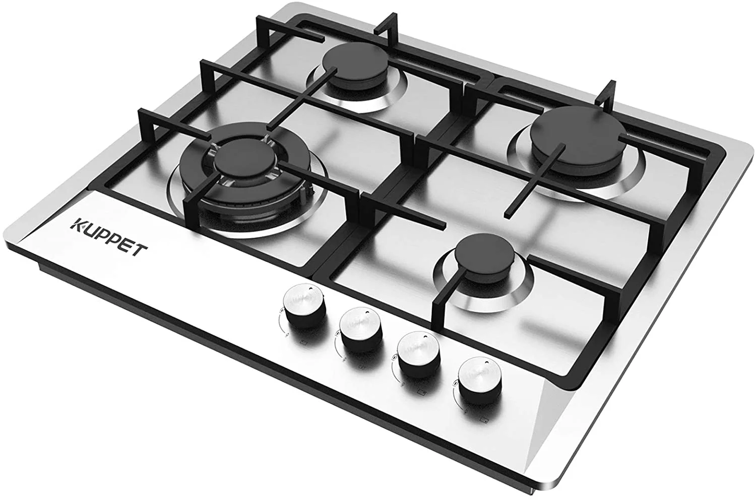24 Inch Gas Cooktop, KUPPET QM4050 Gas Stove Cooktop with 4 Italy Sabaf Sealed Burners, Stainless Steel Cooktop Gas Hob