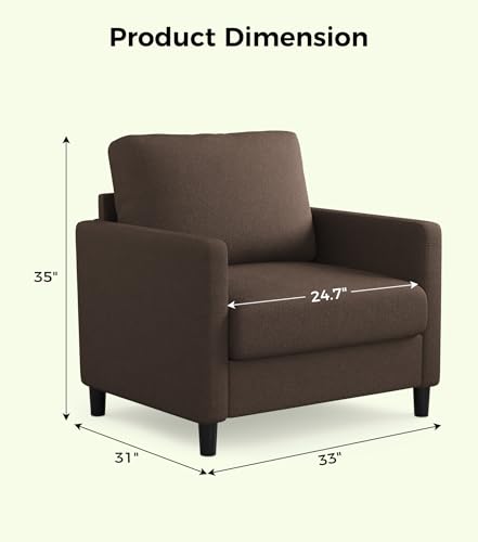 Sofa Accent Chair, 33" Reading Chair for Bedroom, Tool-Free Setup Living Room Accent Chairs, Comfy Arm Chairs Living Room, All-Wood Reading Nook