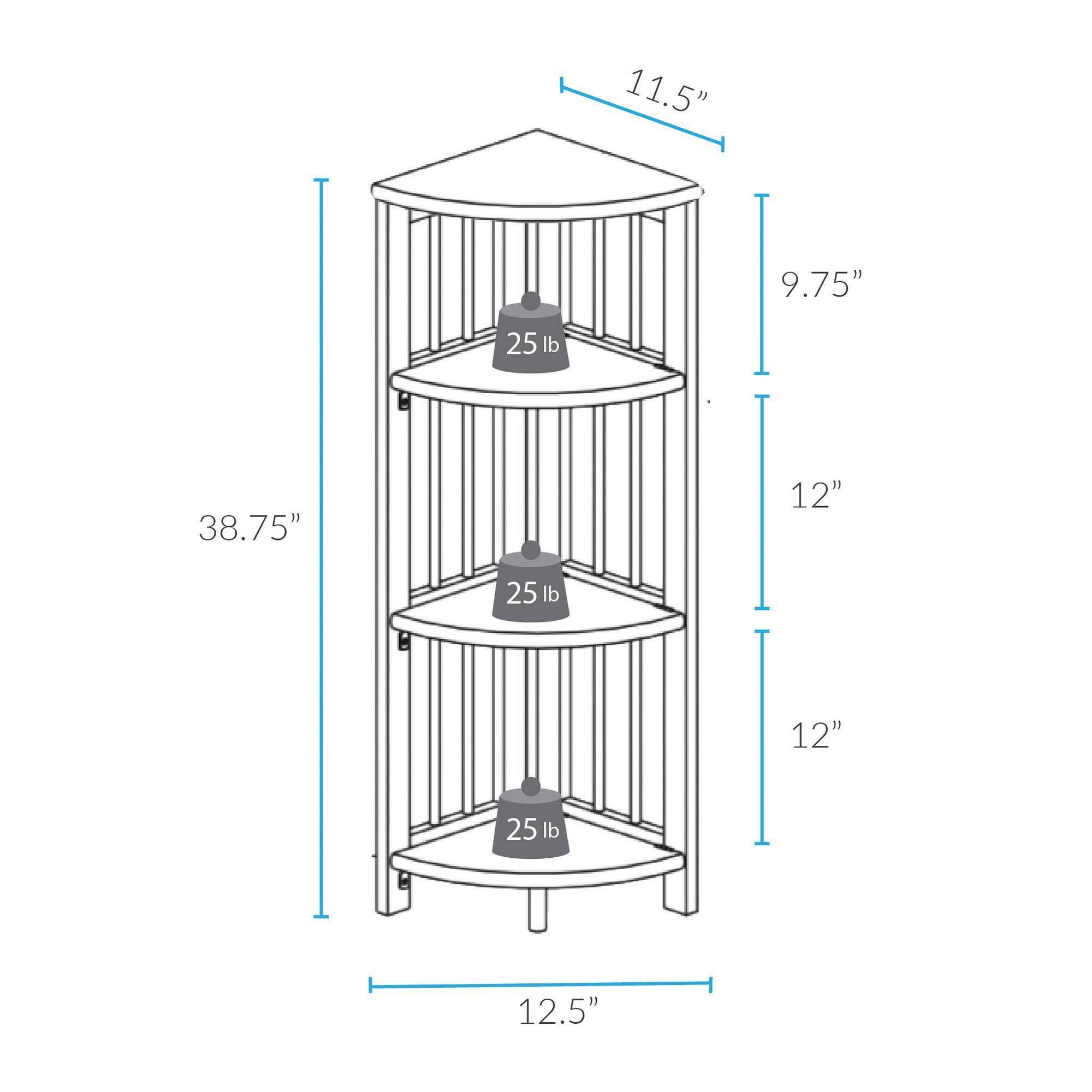 38.75x22 4 Shelf Corner Folding Bookcase Black - Flora Home