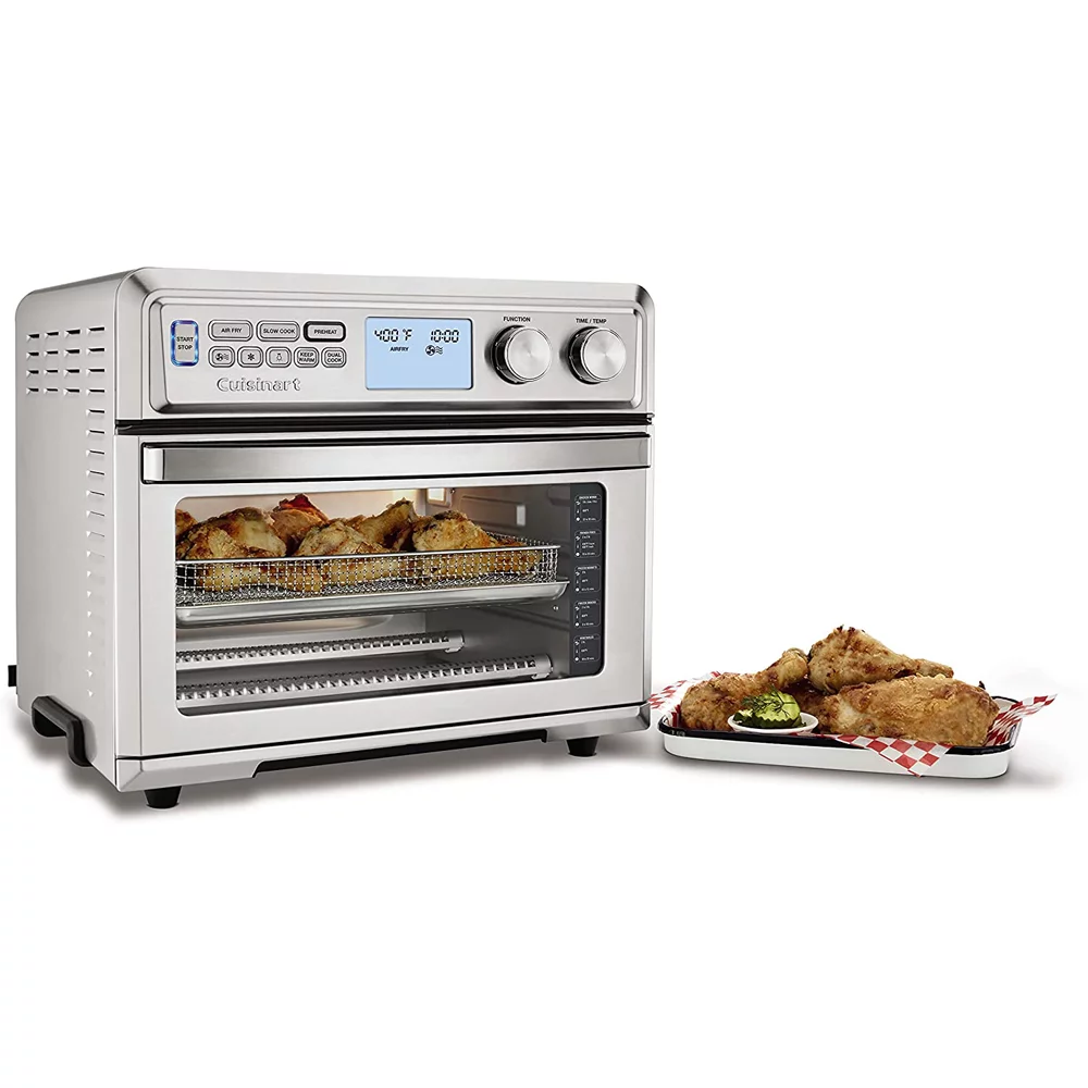Cuisinart TOA-95 Large Digital AirFry Toaster Oven Bundle with Deco Chef Pair of Red Heat Resistant Oven Mitt