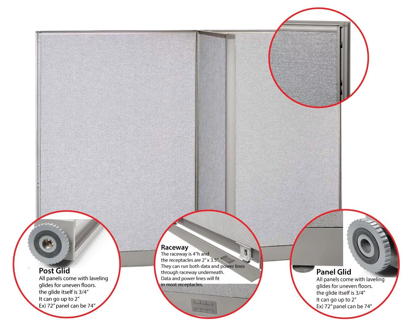 GOF T-Shaped Freestanding Partition 66d x 180w x 48h / Office, Room Divider